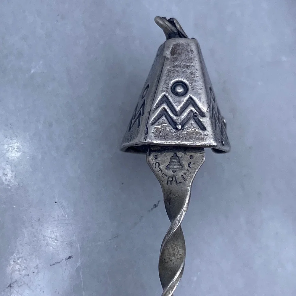 Bell Trading Post Souvenir Spoon Silver Sterling Teepee Twisted Handle